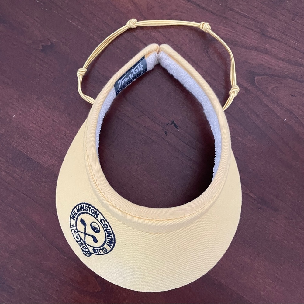 Vintage Wilmington Country Club Visor Yellow Fabric 80s Terrycloth Preppy Golf - Picture 2 of 13